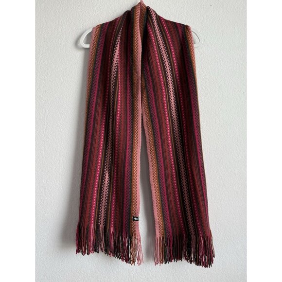 Smartwool Women Striped Wool Scarf Fringe Meadow Line‎ Canyon Rose Pink Size OS - Picture 4 of 12